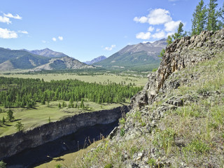 mountain river landscape in the mountains on a Sunny day