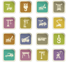 Crane and lifing machines icon set