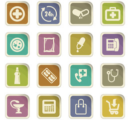 Drug store icons set