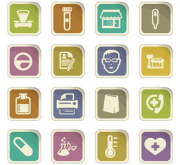 Drug store icons set