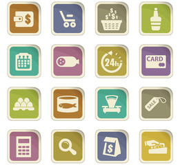 Grocery store icons set