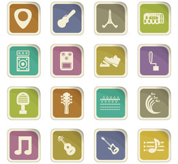 Guitar and accessories icons set
