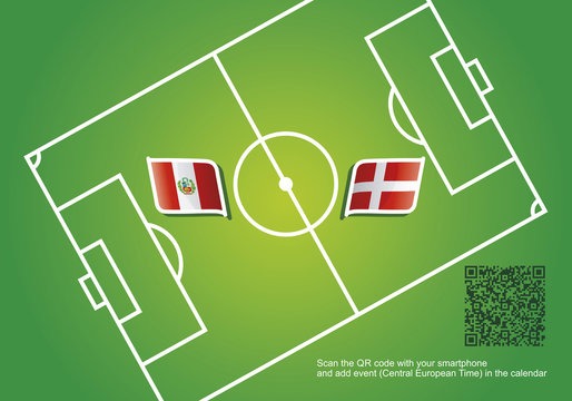 Peru vs Denmark flags vector green QR Code background