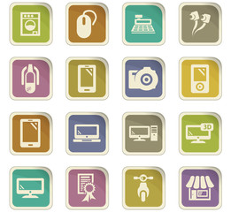 Supermarket electronic icons set
