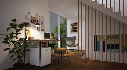 working area first floor family house