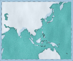 Cartina del Sud est asiatico, disegnata illustrata pennellate, cartina geografica, fisica. Cartografia, atlante geografico