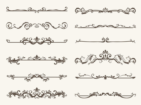 Vector set of decorative elements,  frame and line vintage style