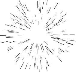 Obraz premium Speed lines. Radiating from the center of thin beams, lines. Vector illustration. Icon black on white. Design element. 
