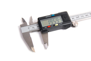 electronic digital caliper on white background