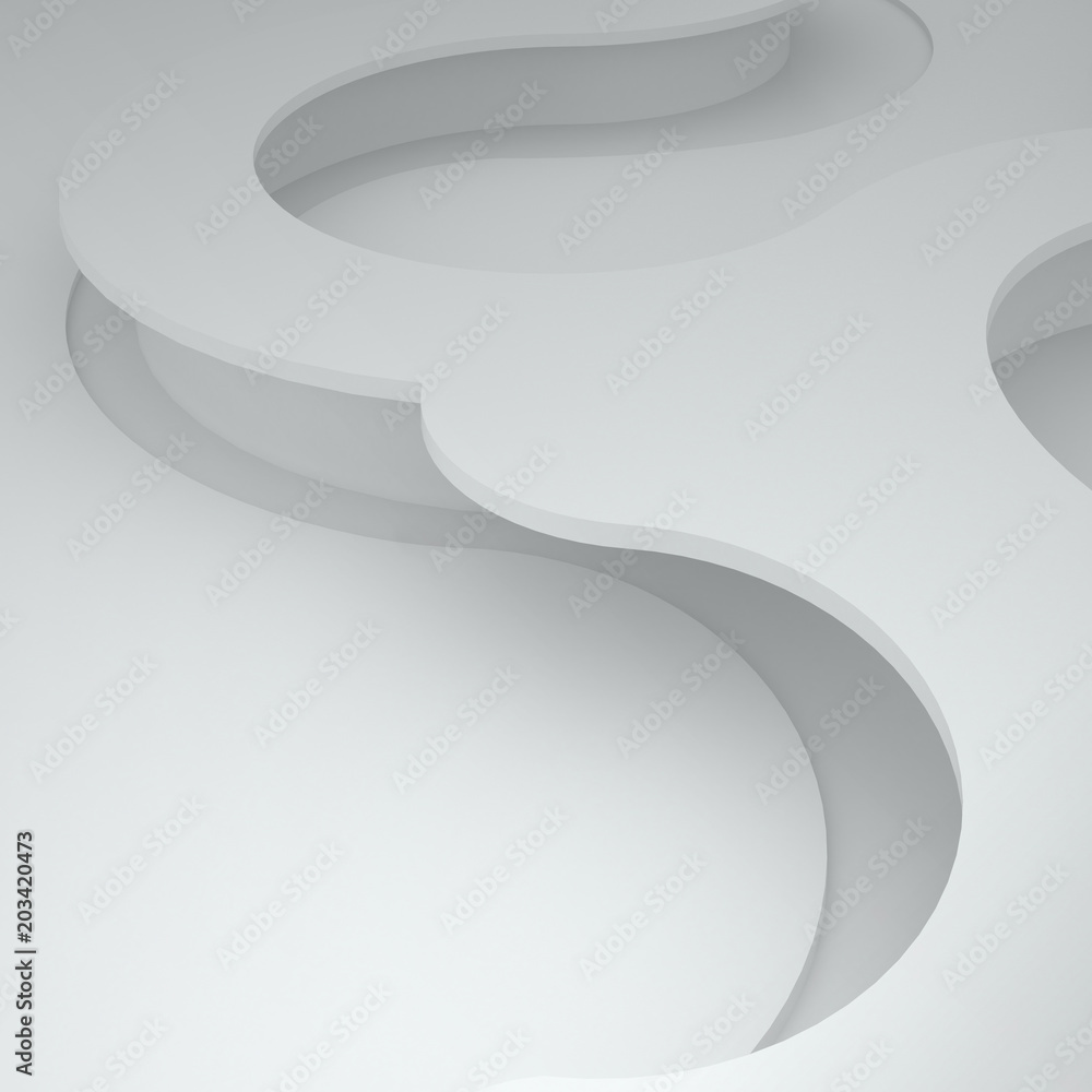 Poster 3d illustration. white abstract three-dimensional composition of curves shapes. architectural backgr