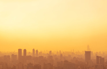 Fototapeta na wymiar City silhouette against the sky on a sunset