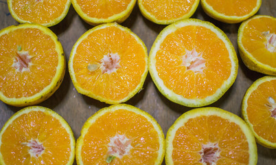  Grapefruits cut on a table