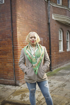 Portrait of a mixed race woman in an urban street