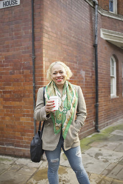 Portrait of a mixed race woman in an urban street