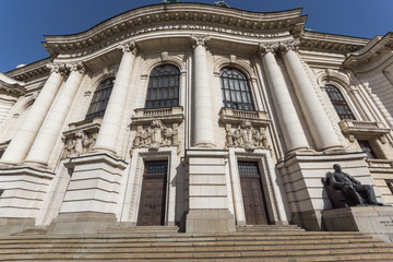 Obraz premium SOFIA, BULGARIA - MARCH 17, 2018: Amazing view of University of Sofia St. Kliment Ohridski, Bulgaria