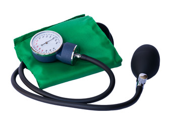 Sphygmomanometer isolated on a white background. tonometer closeup