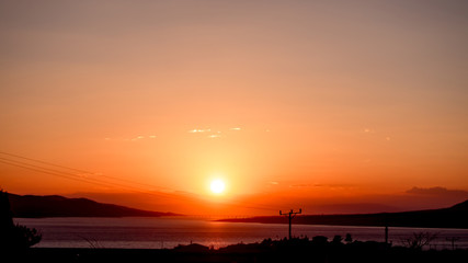 Fototapeta na wymiar sun setting over the river, Elazig TURKEY