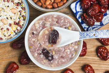 Eight Treasure Congee on traditional chinese festive porridge,