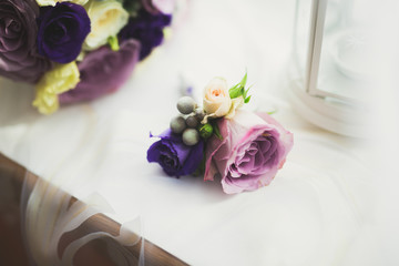 Wonderful luxury wedding bouquet of different flowers
