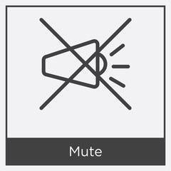 Mute icon isolated on white background
