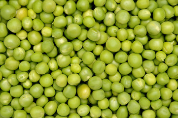Close-up of green peas. Green Peas background. Fresh green peas close up.