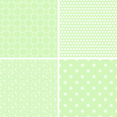 4 Pastel retro different seamless patterns tiling.