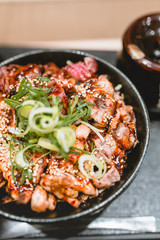 Pork, beef, meat, rice, Donburimono