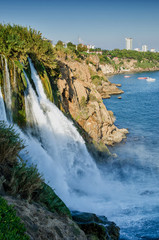 Fototapeta premium Duden waterfall in Antalya, Turkey in a beautiful summer day