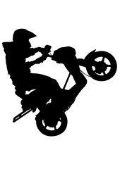 Sport motor scooter and man on white background