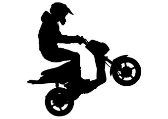 Sport motor scooter and man on white background