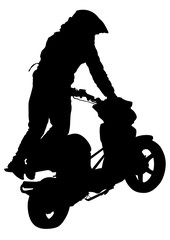 Naklejka premium Sport motor scooter and man on white background