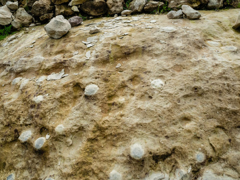 Geological structure at lake Lago del Temo, Sardinia