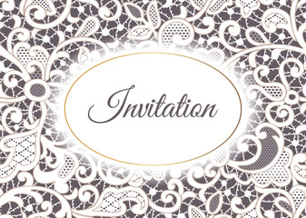 invitation card with lace pattern, template for your design