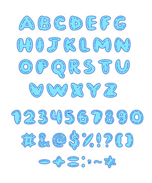 Vector doodle character and number set