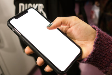 Billboard Rectangular White Mockup on the Phone