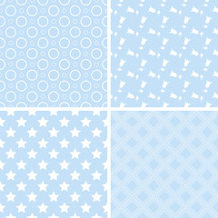 4 Pastel retro different seamless patterns tiling.