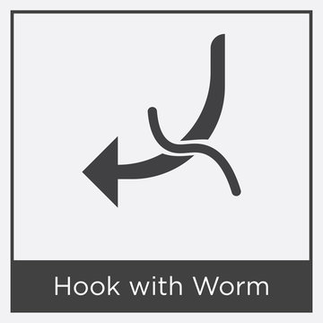 Hook with Worm icon isolated on white background