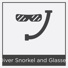 Diver Snorkel and Glasses icon isolated on white background