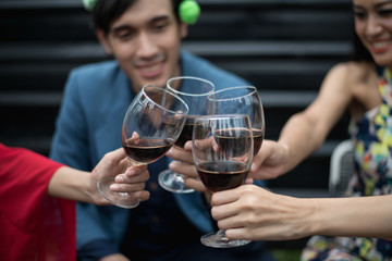 Young people are celebrating New Year's party.