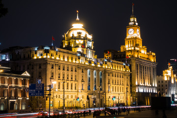Obraz premium Night Scene of the Buildings in Shanghai,China April 2018