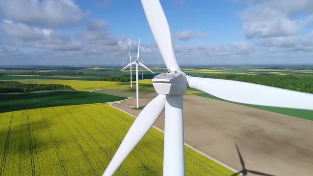 Aerial view of wind turbine, HD, (1920X1080)