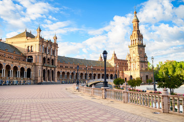 Naklejka premium beautiful square of plaza de españa in seville, Spain