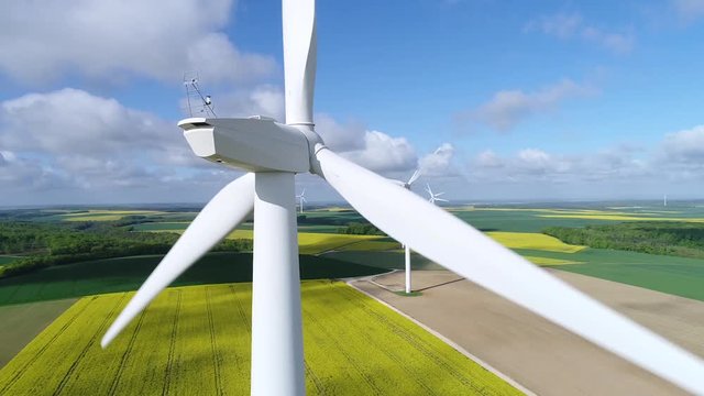 Aerial view of wind turbine, HD, (1920X1080)
