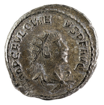 Antoninianus. Ancient Roman coin of Emperor Quietus. Obverse.