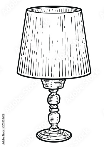 Table Lamp Ilration Drawing Engraving Ink Line Art Vector Table Lamp Ilration Drawing Engraving Ink Line Art Vector
