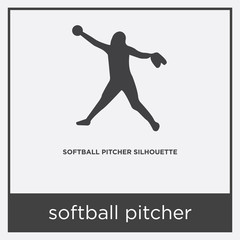 softball pitcher icon isolated on white background