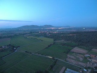 Drone en Llabia, pueblo de Torroellla de Montgri en el Emporda  en Gerona, Costa Brava (Cataluña,España). Fotografia aerea con Dron.