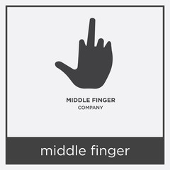 middle finger icon isolated on white background