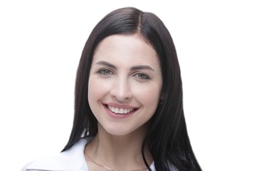 Fototapeta premium modern young business woman in white blouse.
