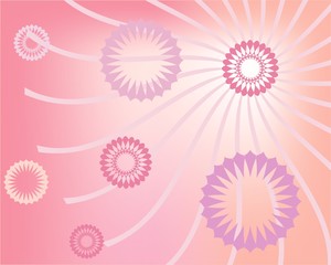 pink background with round elements and rays